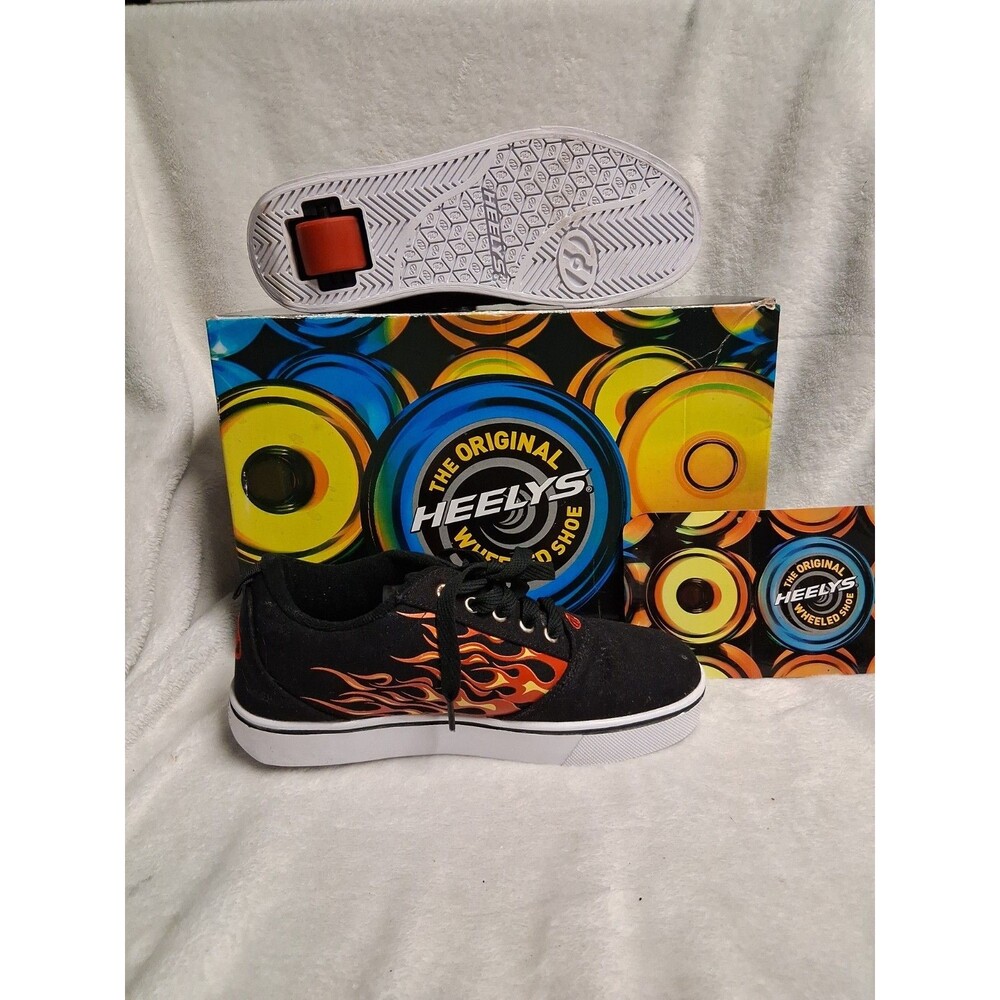 Heelys Pro 20 Black Flame Print Skate Wheelie Shoes Sneakers M7 W8.5 US ADULT